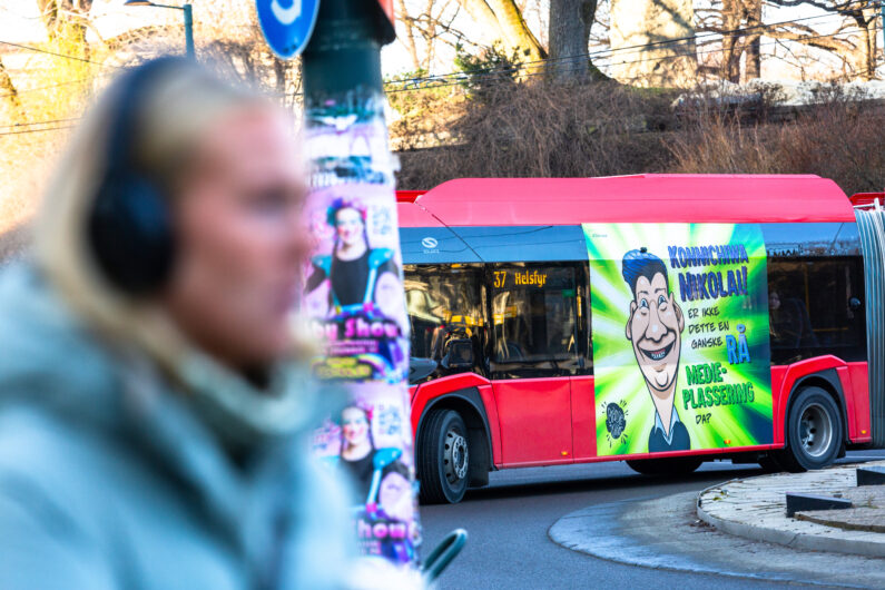 Et av bransjetrynene på buss i Oslo.