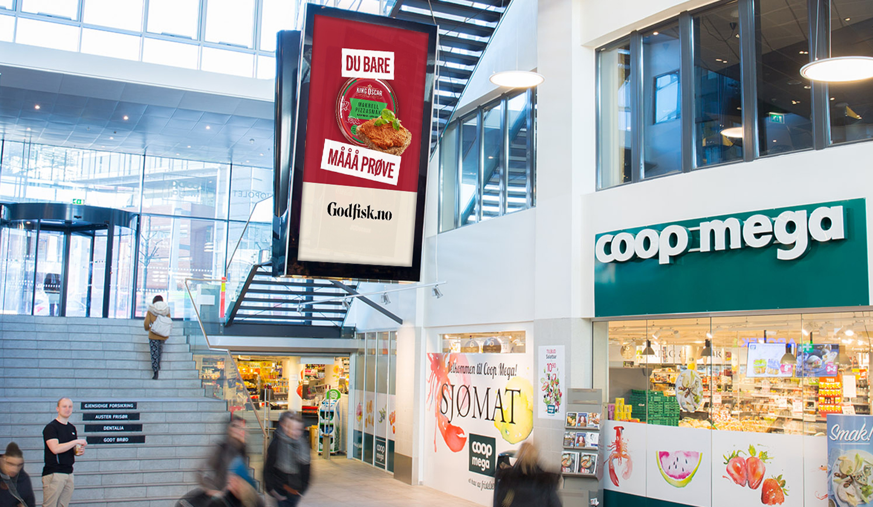 JCDecaux-King Oscar-Nydalen-Digital Programmatisk kampanje for King Oscar utenfor Coop Mega.