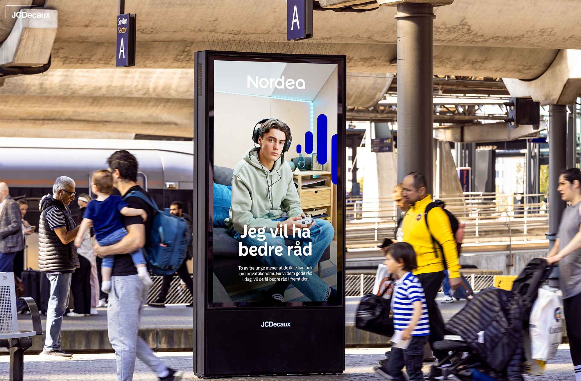 Digital utendørskampanje for Nordea på Oslo S.